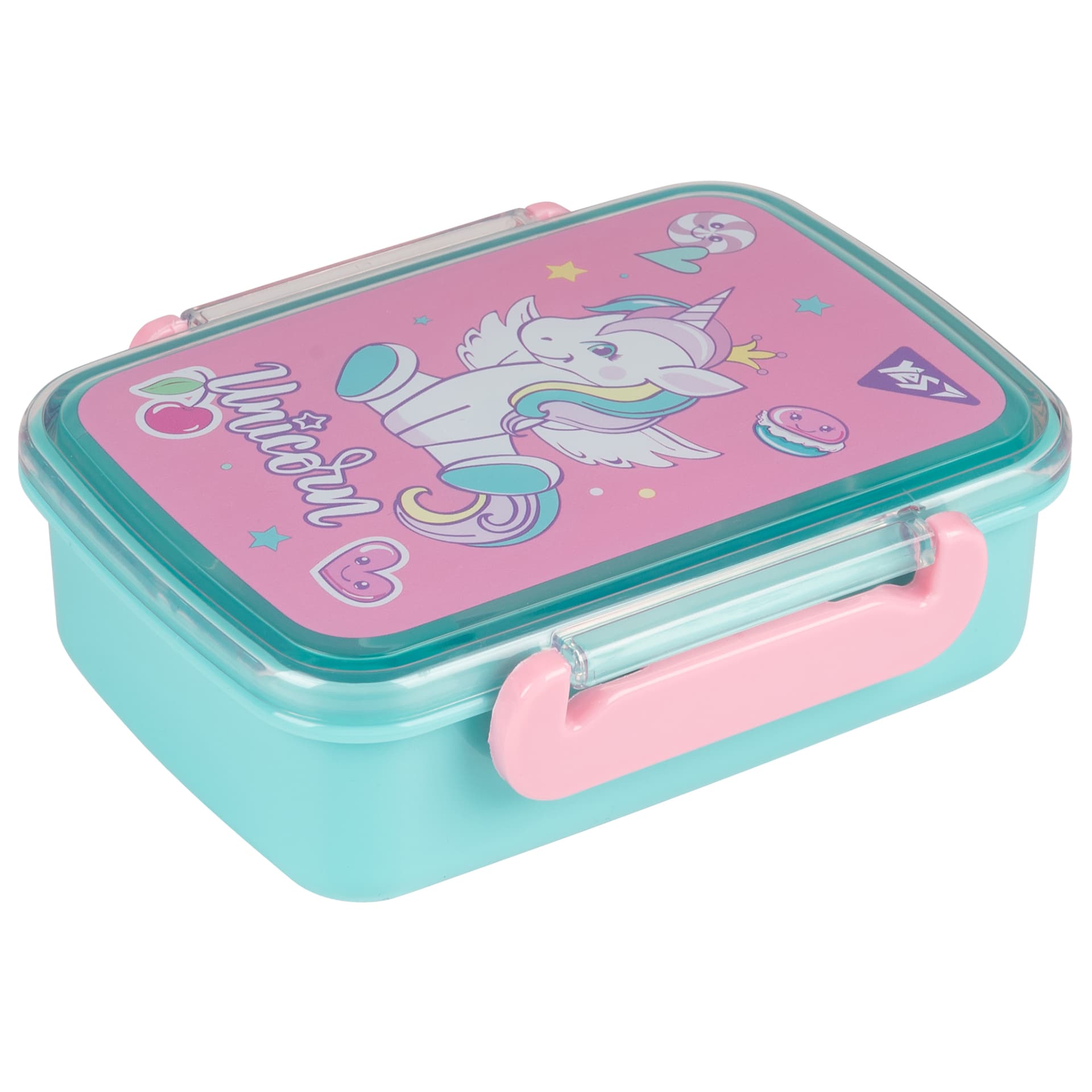 Ланч бокс пласт. "Yes" 420мл Glamour Unicorn бирюза №708060(12)(72)