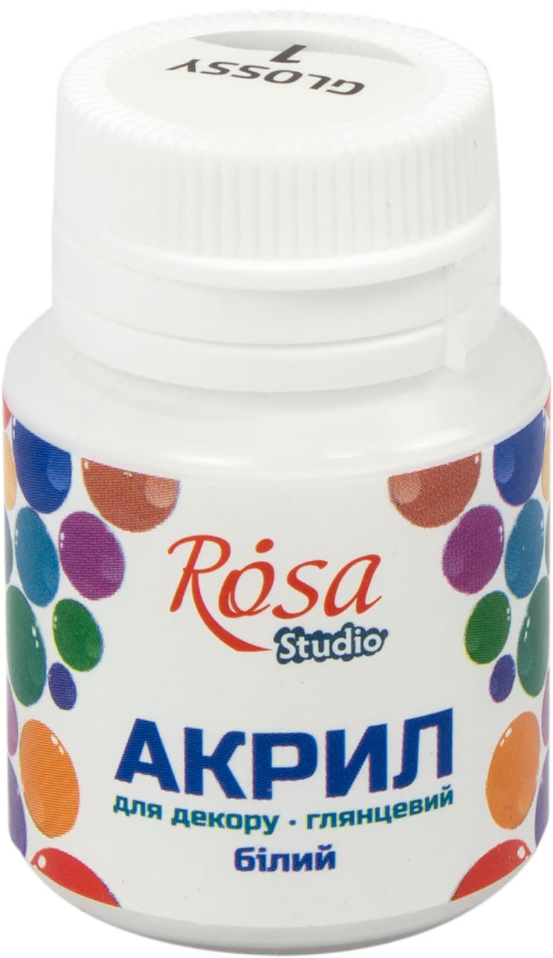 Акрил для декору Rosa Studio 20мл глянцевий білий 21001/2530