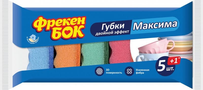 Губка кухонна Фрекен Бок Максима 5 шт хвиляста поверхня 5+1 (68) 0185