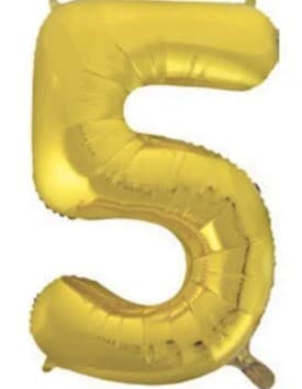 Кулька повітряна фольгована Цифра-5 35 см золото (10) (20)
