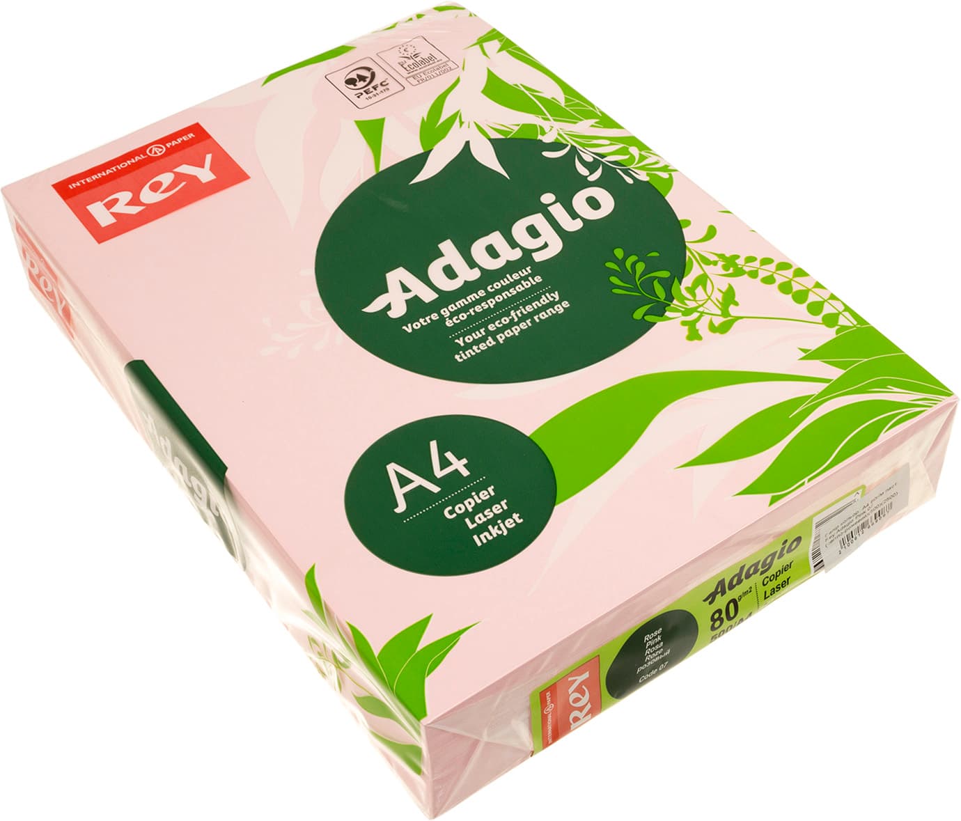 Папір кольоровий А4 80г/м2 пастель Rey Adagio Pink 07 світло-рожевий (500)