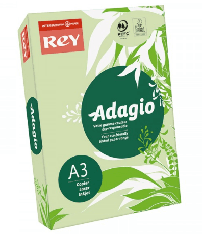 Папір кольоровий А3 80 г/м2 интенсив Rey Adagio Bright Green 81 яскраво-зелений (500) (2500)