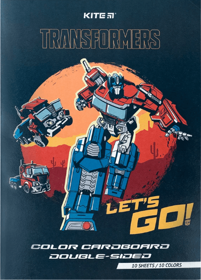 Картон цветн. А4 двухстор.10л./ 10цветн. Transformers №TF24-255/Kite/(50)