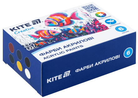 Набір акрил. фарб "Kite" 6кольор. 20мл №K-271 Creative(24)