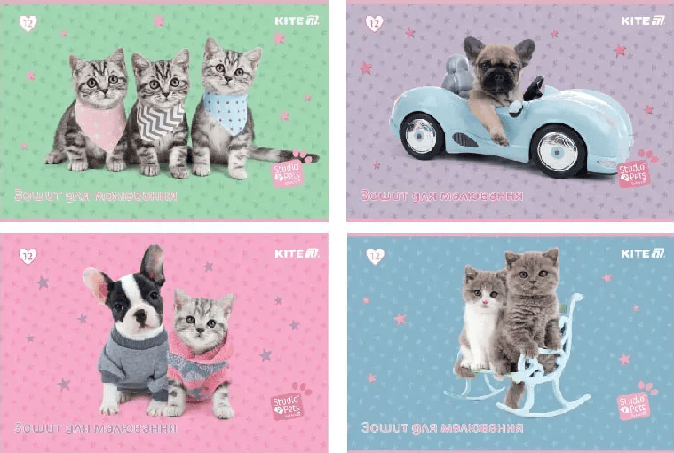 Альбом для малюв. на скобі 12/100 А4 "Studio Pets" софт тач+УФлак №SP25-241/Kite/(20)(160)