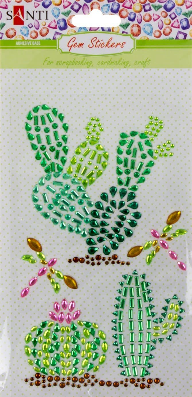 Набор аппликаций из кристаллов самоклеющихся Santi Trendy Cactus 9,5х15 см (10) 742536