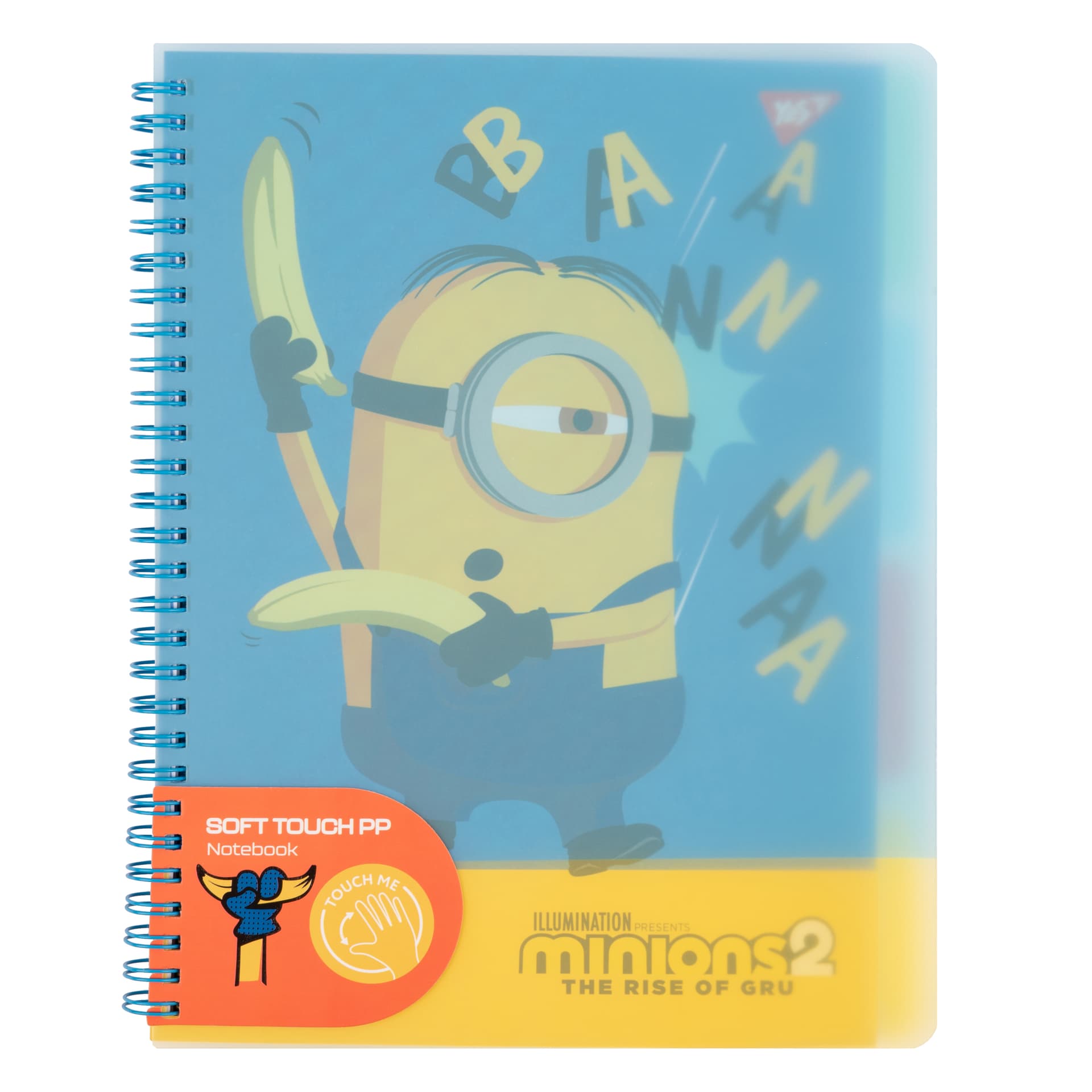 Блокнот пруж. В5 80арк. кліт. пласт. обкл.,софт-тач Minions №765743/Yes/